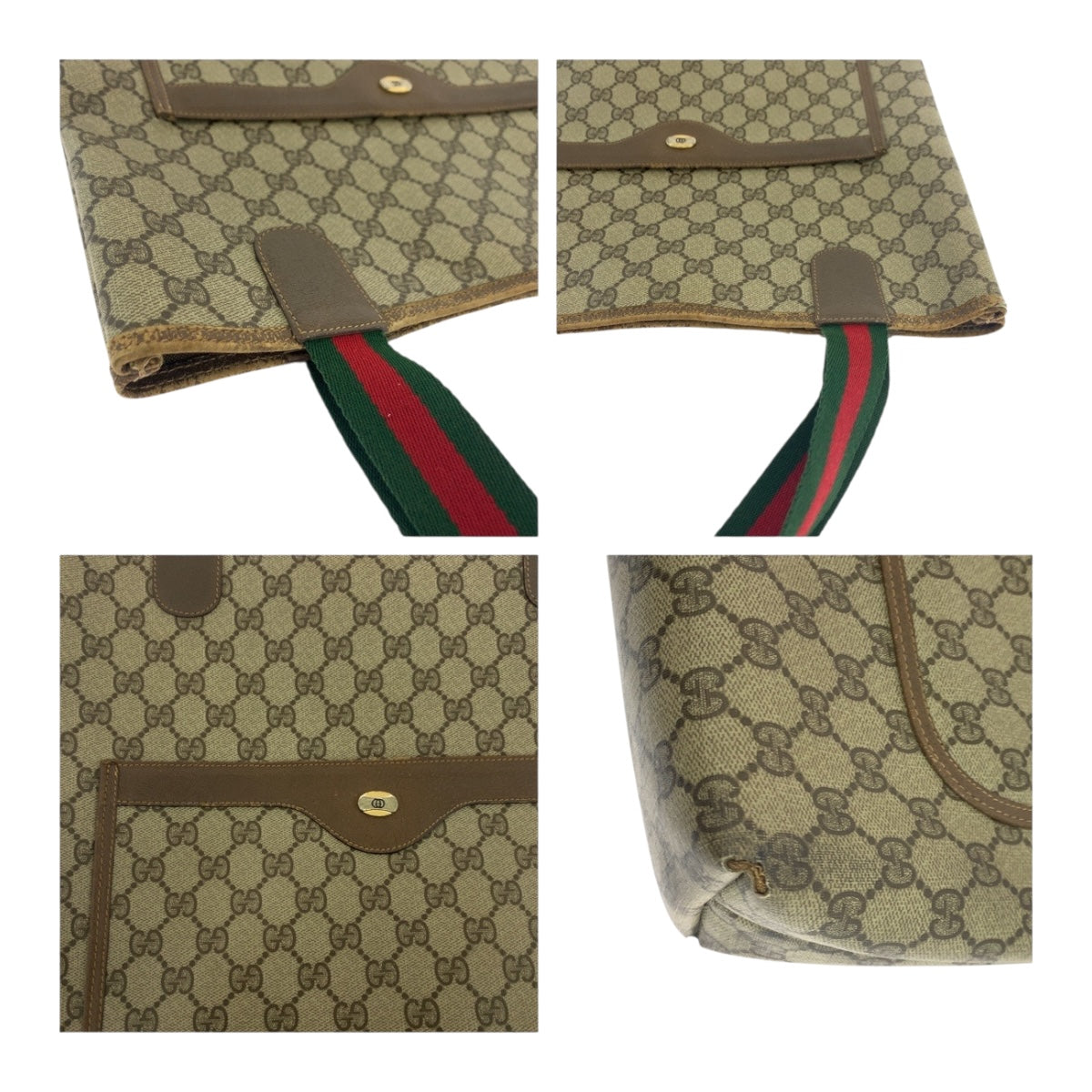 19751
GUCCI グッチ ヴィンテージ オールドグッチ シェリーライン ベージュ グリーン レッド GGスプリームキャンバス 39 02 003 トートバッグ ショルダーバッグ レディース B15
