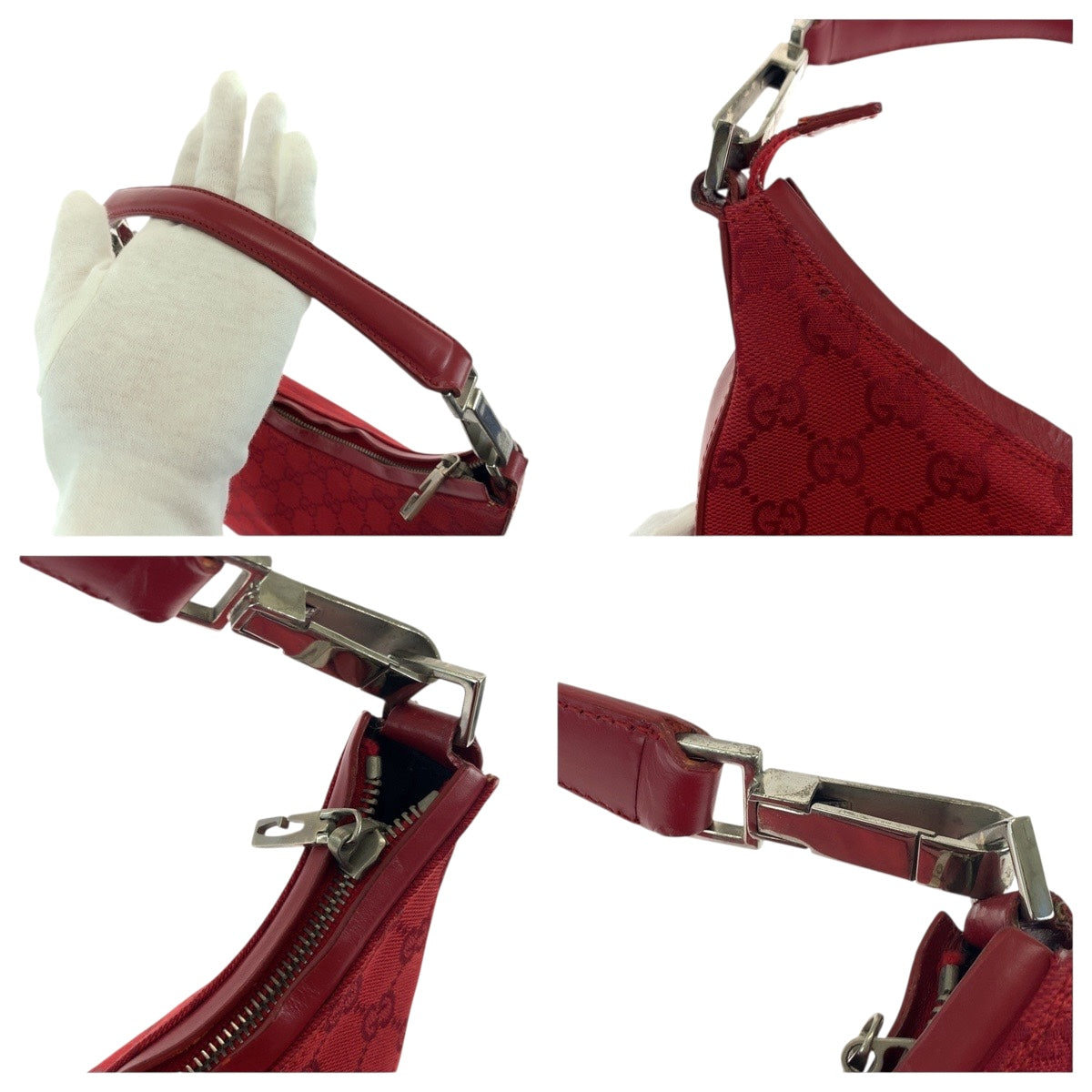19753
GUCCI グッチ レッド シルバー金具 GGキャンバス 000 0602 ショルダーバッグ 肩掛け レディース ABP36