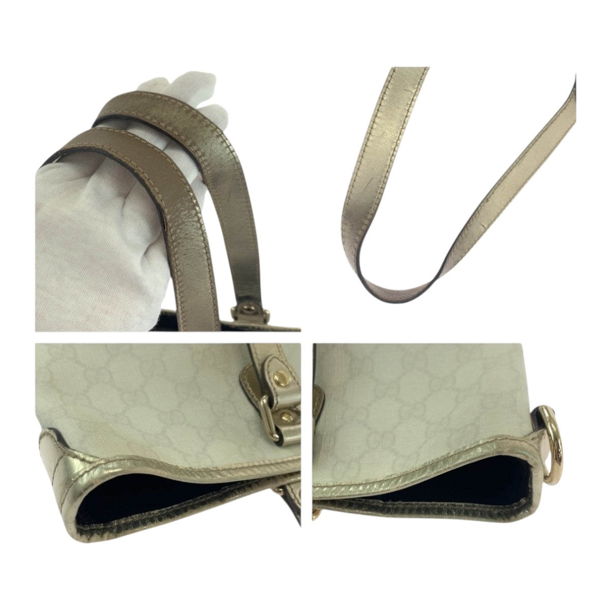 19754
GUCCI グッチ ホワイト ゴールド ゴールド金具 GGスプリームキャンバス 189896 トートバッグ ショルダーバッグ レディース AB27
