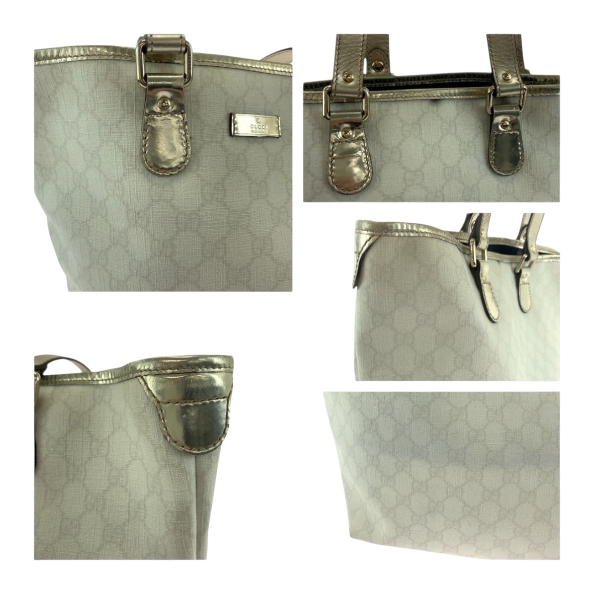 19754
GUCCI グッチ ホワイト ゴールド ゴールド金具 GGスプリームキャンバス 189896 トートバッグ ショルダーバッグ レディース AB27