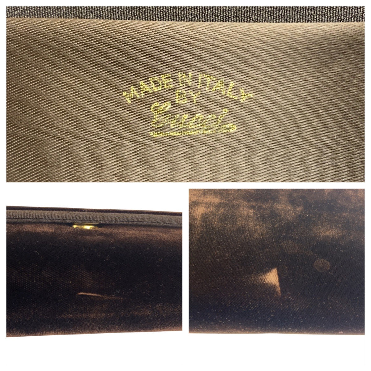 19756
GUCCI Vintage Old Gucci Double G Brown Gold Hardware Velvet Shoulder Bag Pochette Women's ABP48