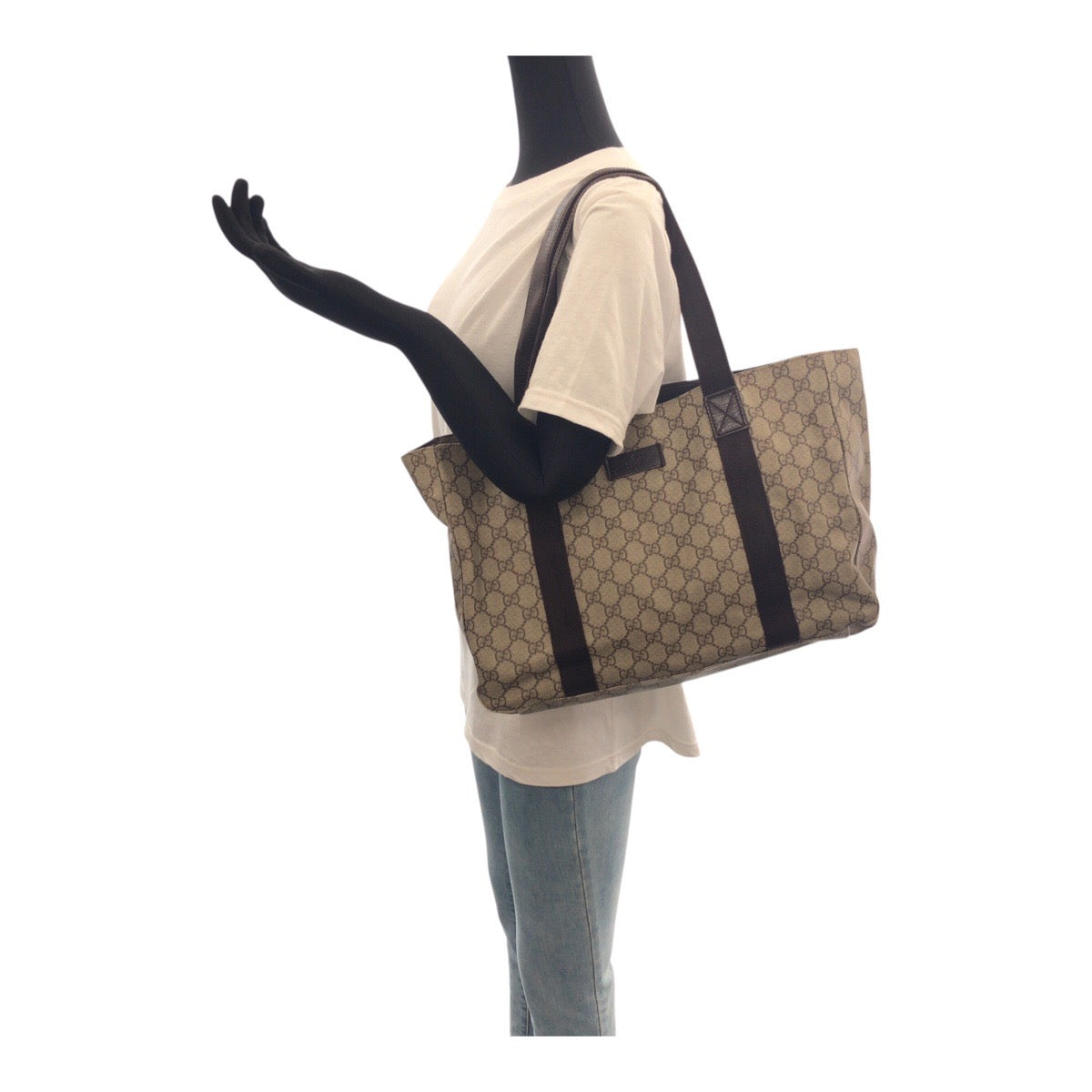 19757
GUCCI グッチ ベージュ ダークブラウン GGスプリームキャンバス 141624 トートバッグ ショルダーバッグ レディース AB25