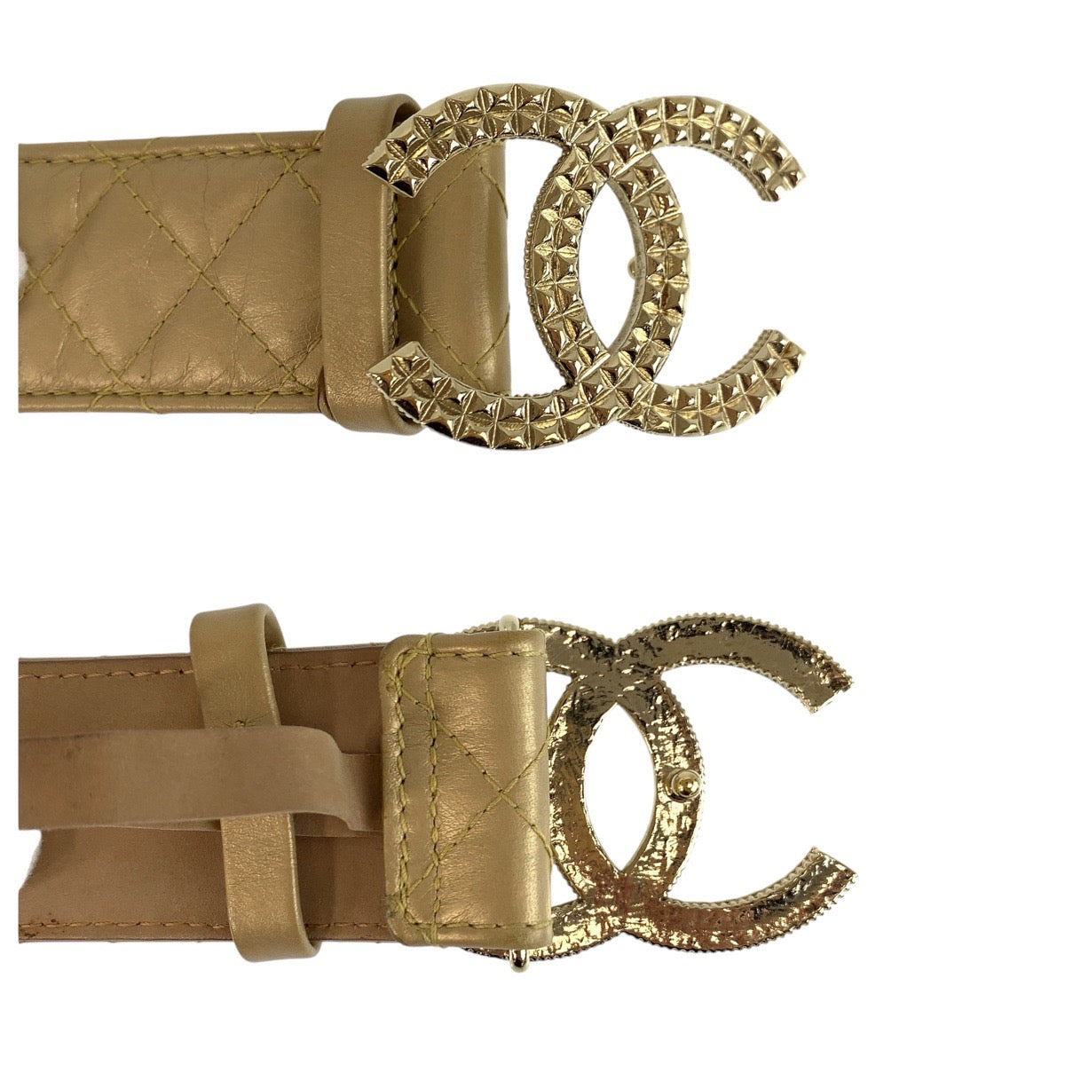 19758
CHANEL シャネル ココマーク 30インチ/75cm ゴールド ベージュ レザー ベルト 男女兼用 レディース ABP75