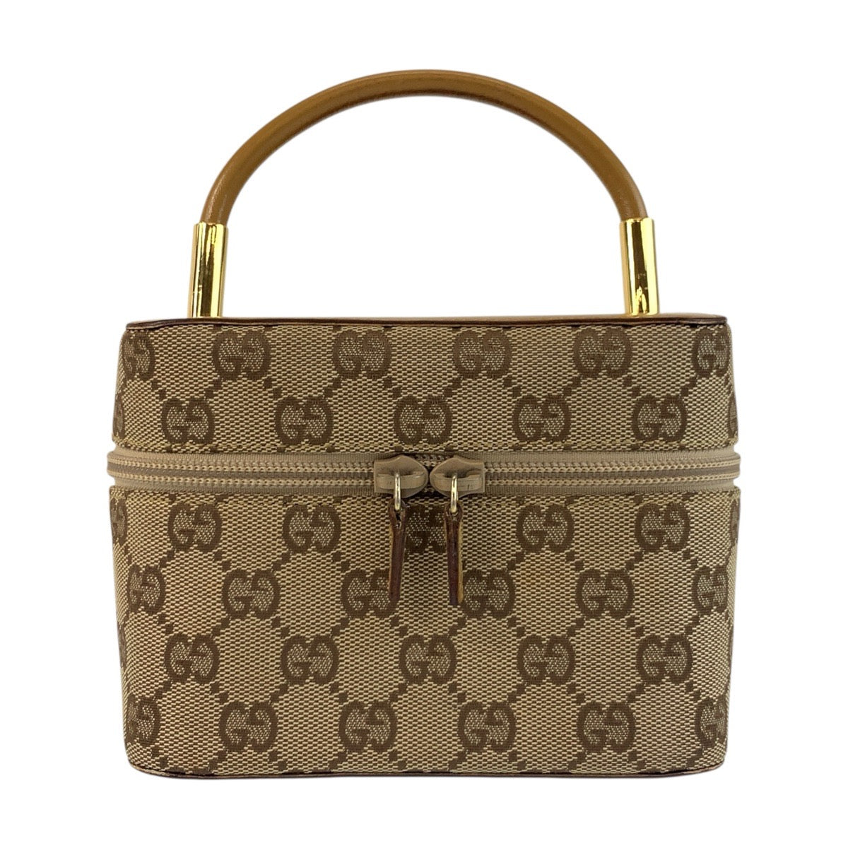 19759
GUCCI グッチ ベージュ ゴールド金具 GGキャンバス / レザー 039 1051 ハンドバッグ バニティバッグ  レディース A48