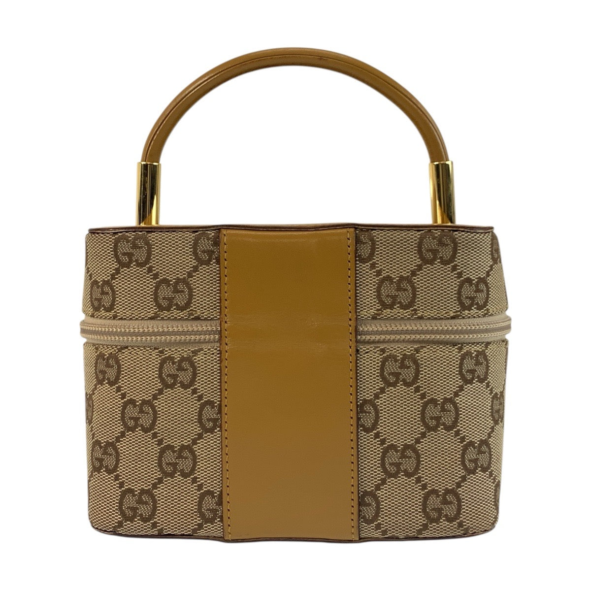 19759
GUCCI グッチ ベージュ ゴールド金具 GGキャンバス / レザー 039 1051 ハンドバッグ バニティバッグ  レディース A48