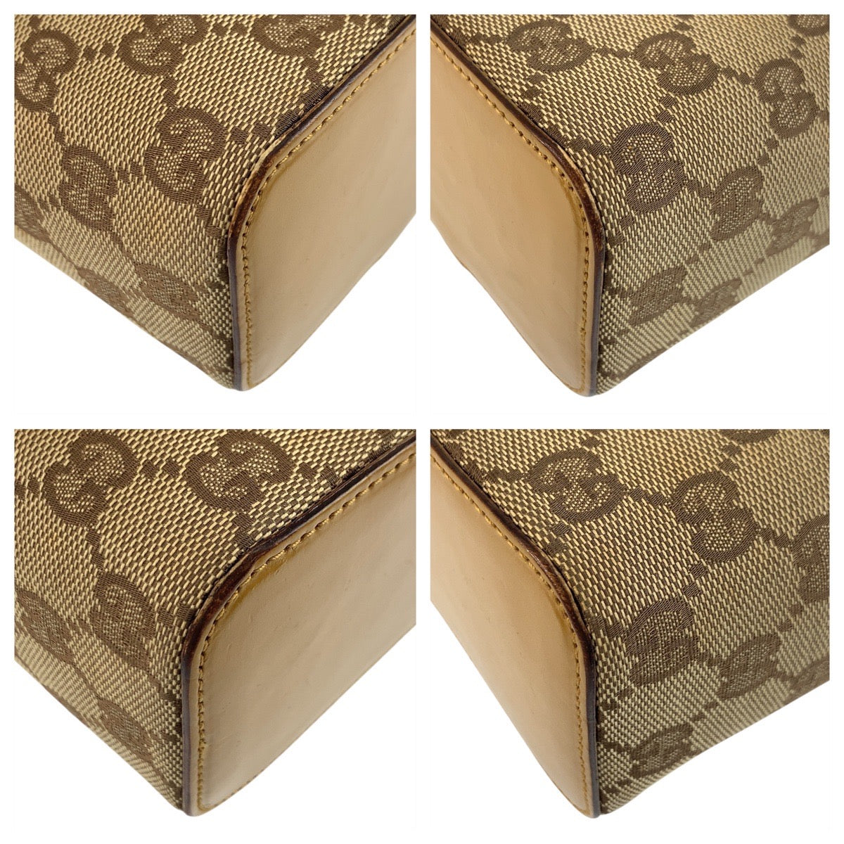 19759
GUCCI グッチ ベージュ ゴールド金具 GGキャンバス / レザー 039 1051 ハンドバッグ バニティバッグ  レディース A48