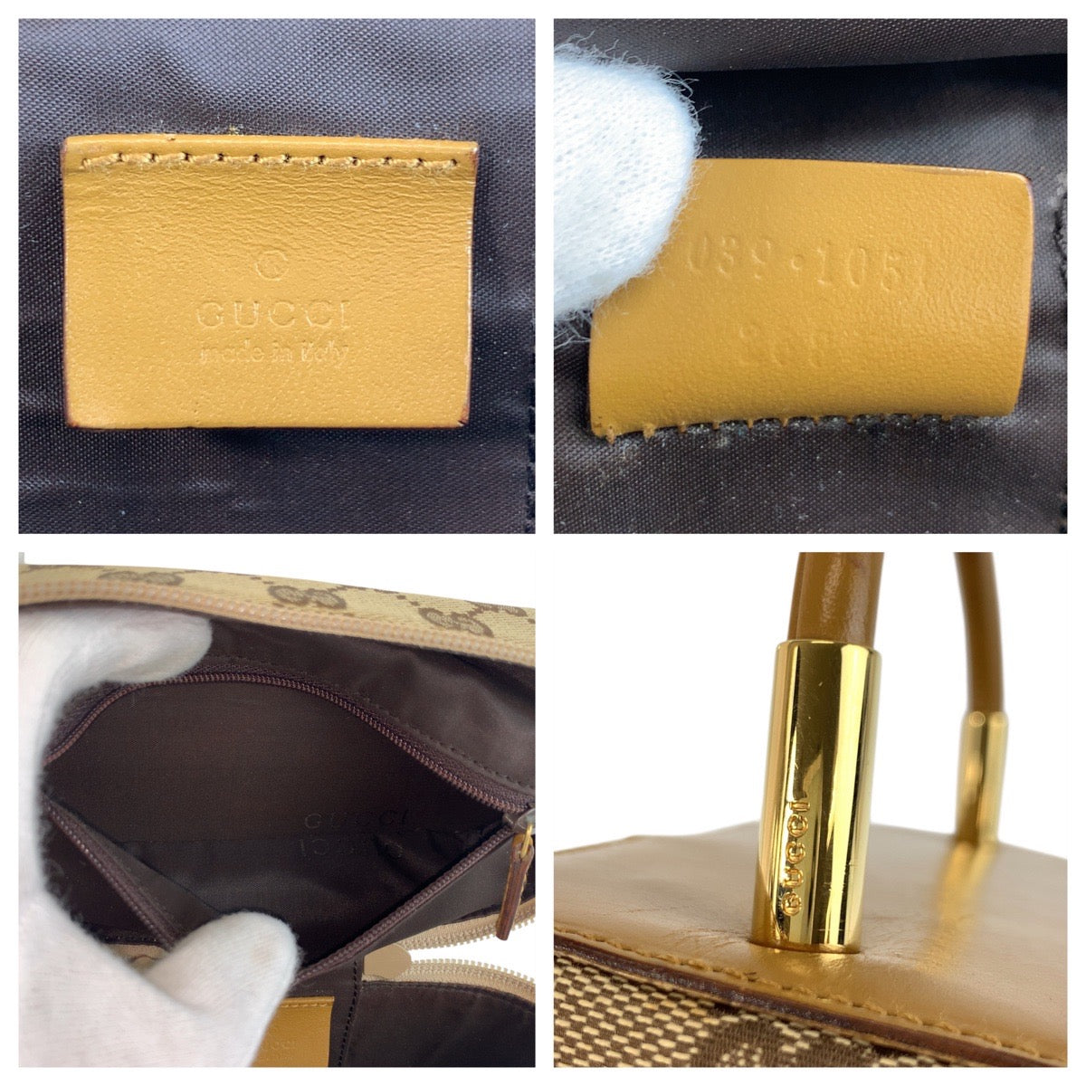 19759
GUCCI グッチ ベージュ ゴールド金具 GGキャンバス / レザー 039 1051 ハンドバッグ バニティバッグ  レディース A48