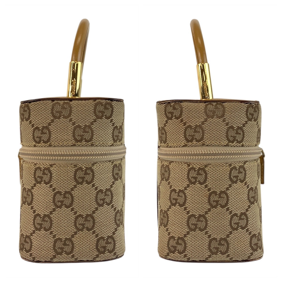 19759
GUCCI グッチ ベージュ ゴールド金具 GGキャンバス / レザー 039 1051 ハンドバッグ バニティバッグ  レディース A48