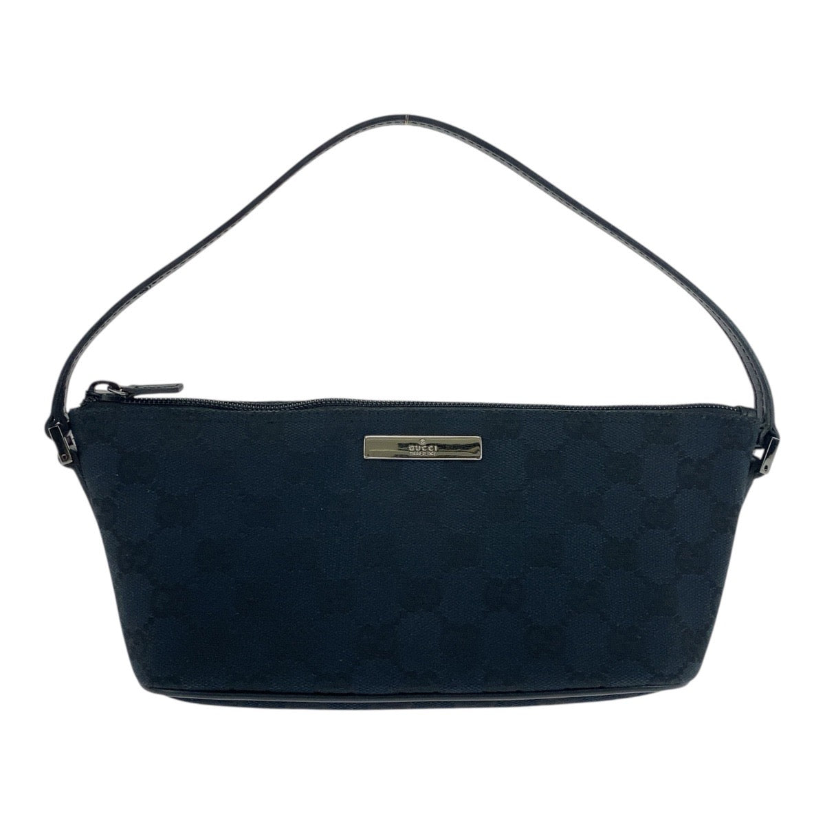 19760
GUCCI Black Silver Hardware GG Canvas / Leather 039 1103 Handbag Accessory Pouch Ladies A41