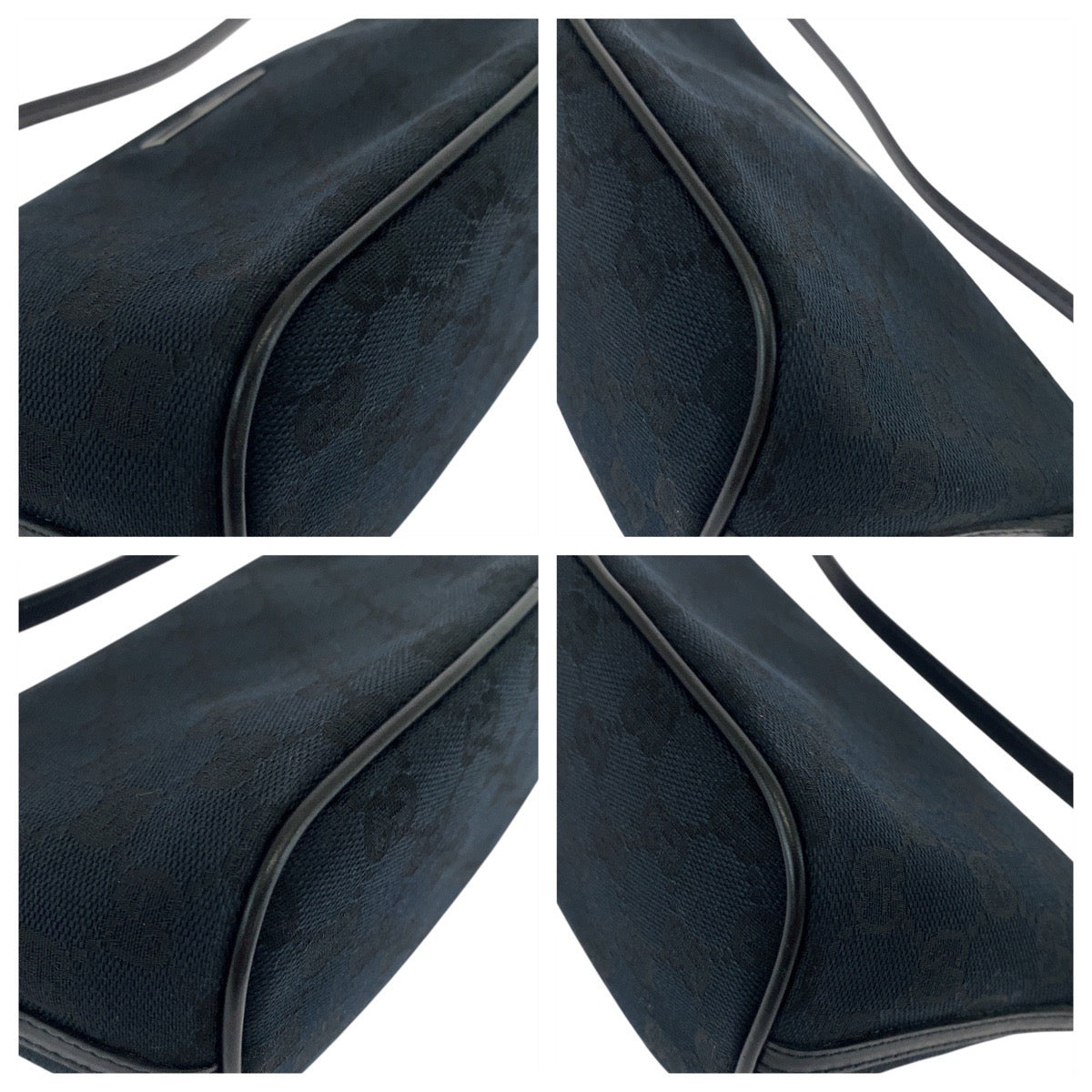19760
GUCCI Black Silver Hardware GG Canvas / Leather 039 1103 Handbag Accessory Pouch Ladies A41