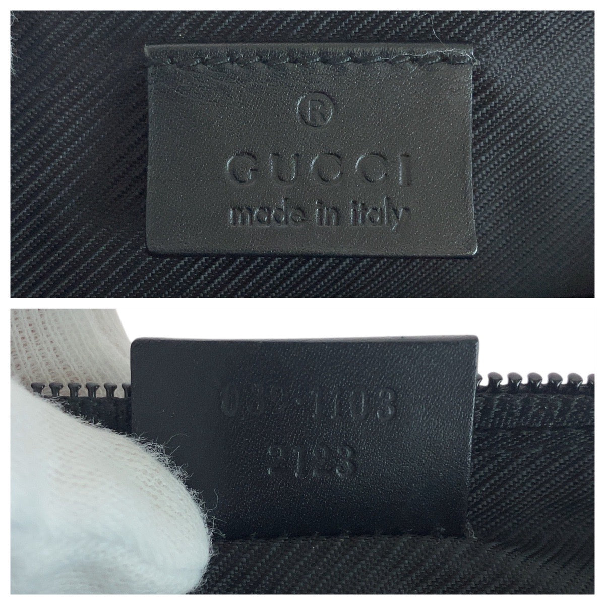 19760
GUCCI Black Silver Hardware GG Canvas / Leather 039 1103 Handbag Accessory Pouch Ladies A41