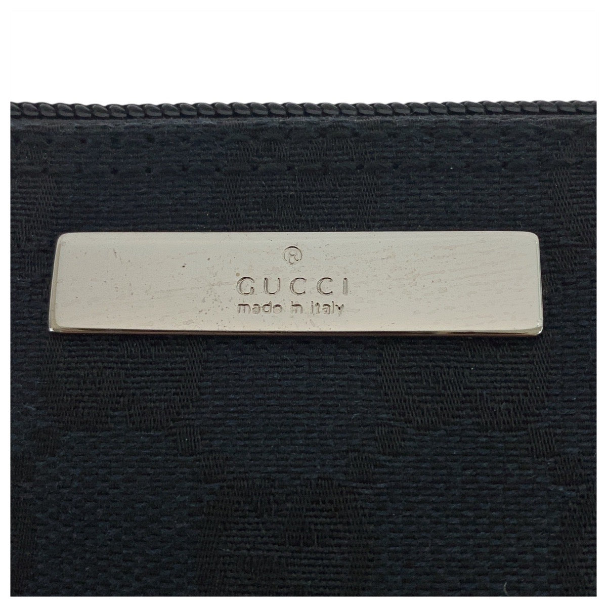 19760
GUCCI Black Silver Hardware GG Canvas / Leather 039 1103 Handbag Accessory Pouch Ladies A41