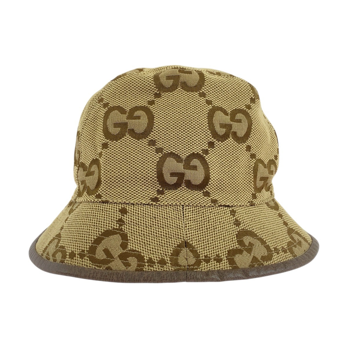 19761
GUCCI グッチ ジャンボGG 58cm/サイズL ベージュ ブラウン キャンバス 681256 バケットハット 男女兼用  レディース AB27