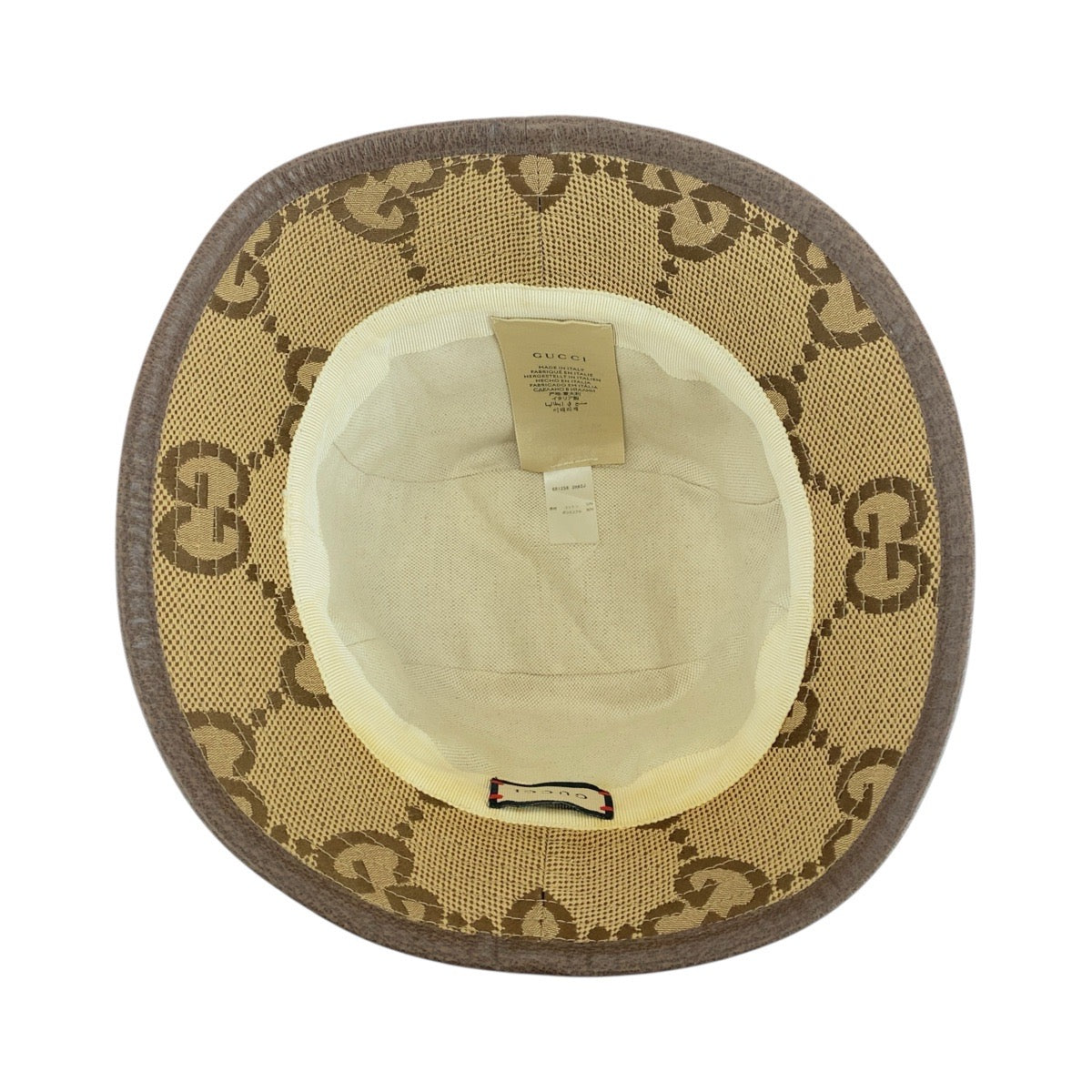 19761
GUCCI グッチ ジャンボGG 58cm/サイズL ベージュ ブラウン キャンバス 681256 バケットハット 男女兼用  レディース AB27