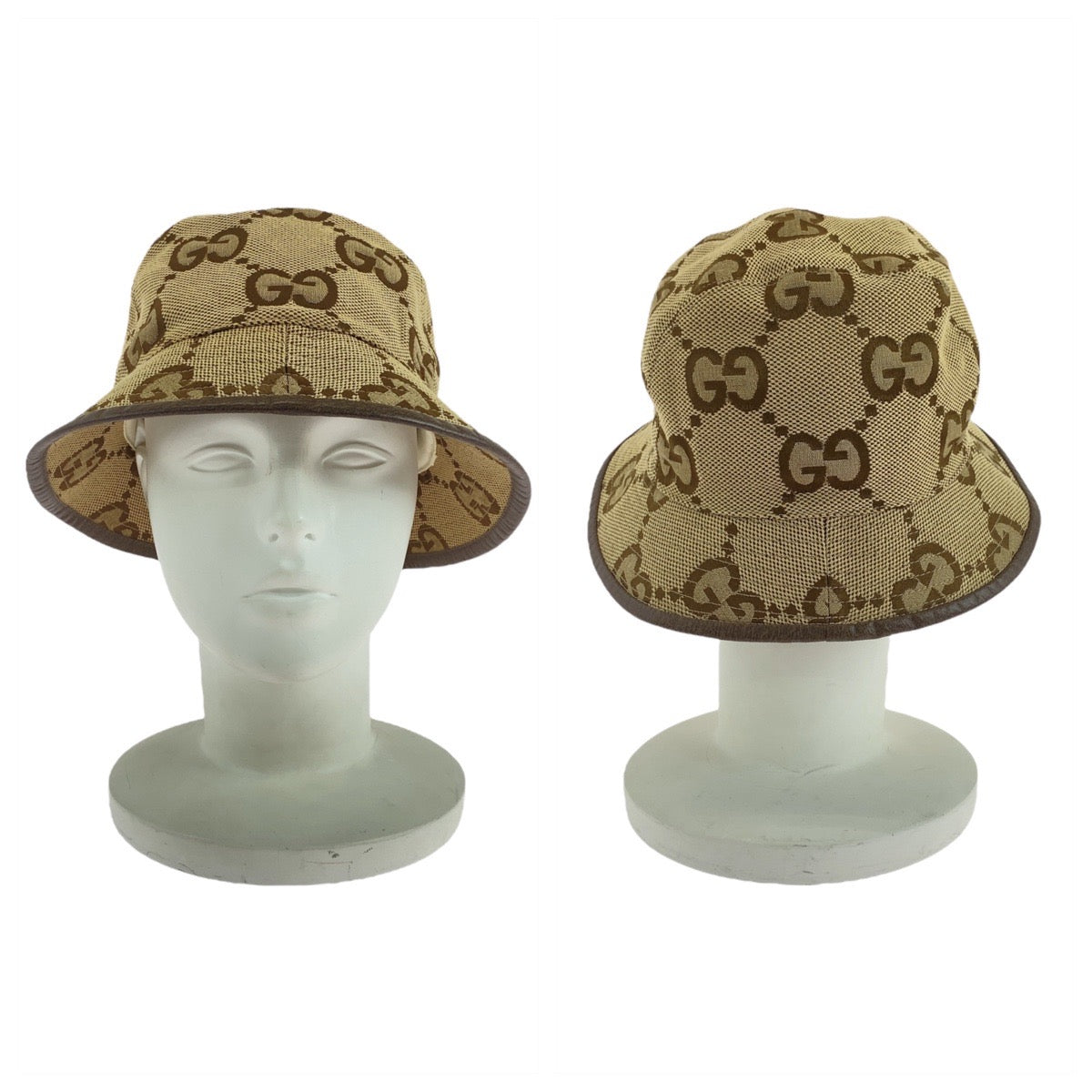 19761
GUCCI グッチ ジャンボGG 58cm/サイズL ベージュ ブラウン キャンバス 681256 バケットハット 男女兼用  レディース AB27