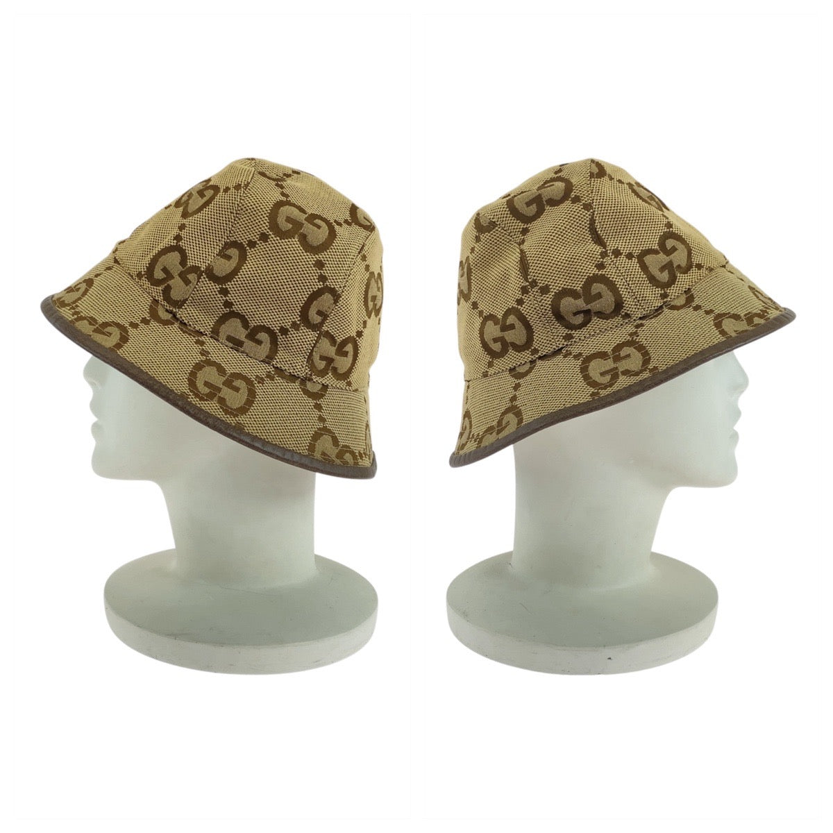 19761
GUCCI グッチ ジャンボGG 58cm/サイズL ベージュ ブラウン キャンバス 681256 バケットハット 男女兼用  レディース AB27