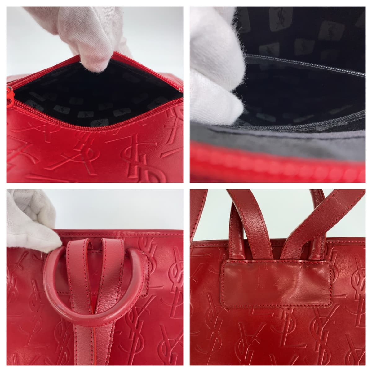 YVES SAINT LAURENT イヴ サンローラン ヴィンテージ YSL レッド 赤 レザー バックパック リュックサック  レディース ABP