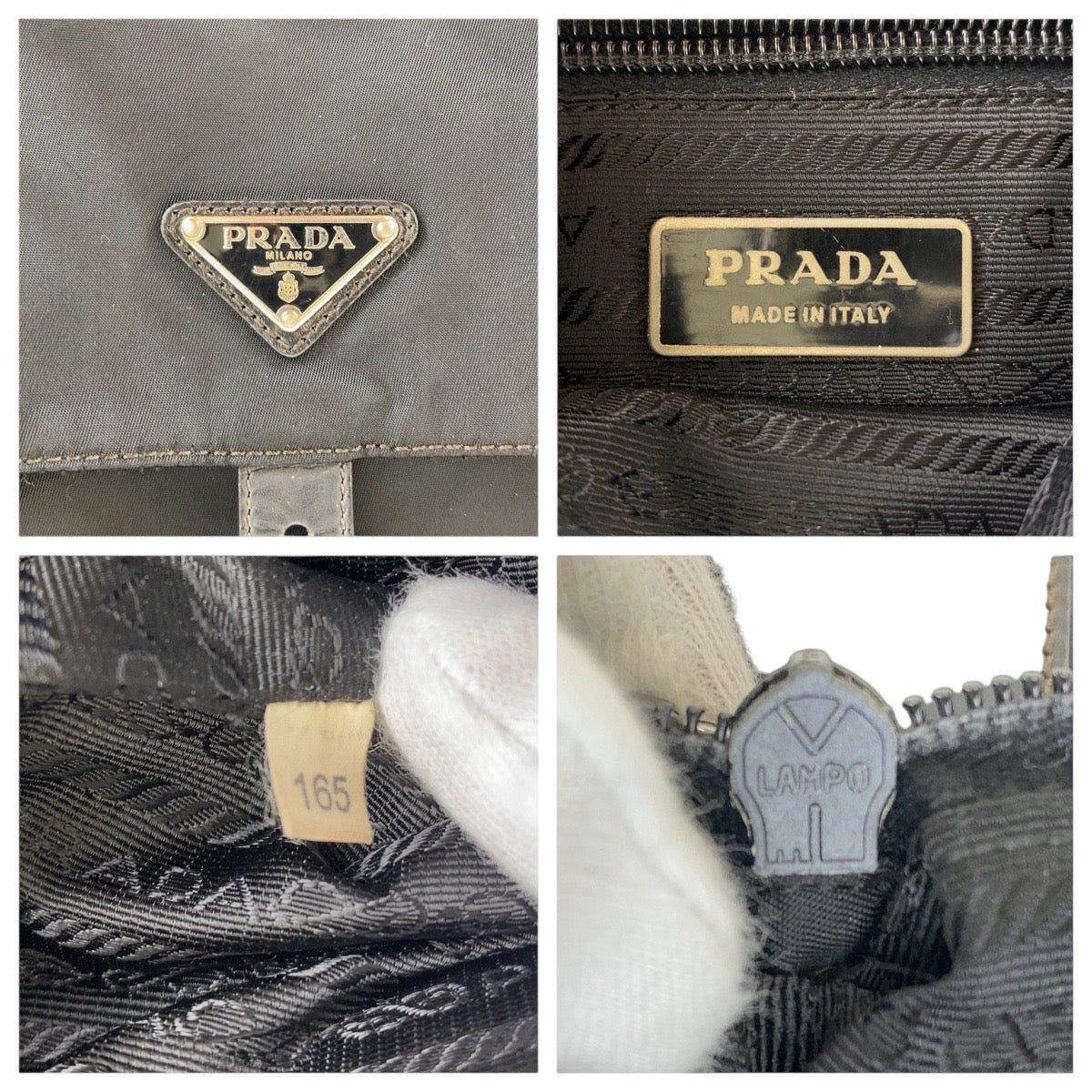PRADA プラダ テスート 三角ロゴプレート ブラック 黒 シルバー金具 ナイロン ショルダーバッグ ポシェット  レディース ABP