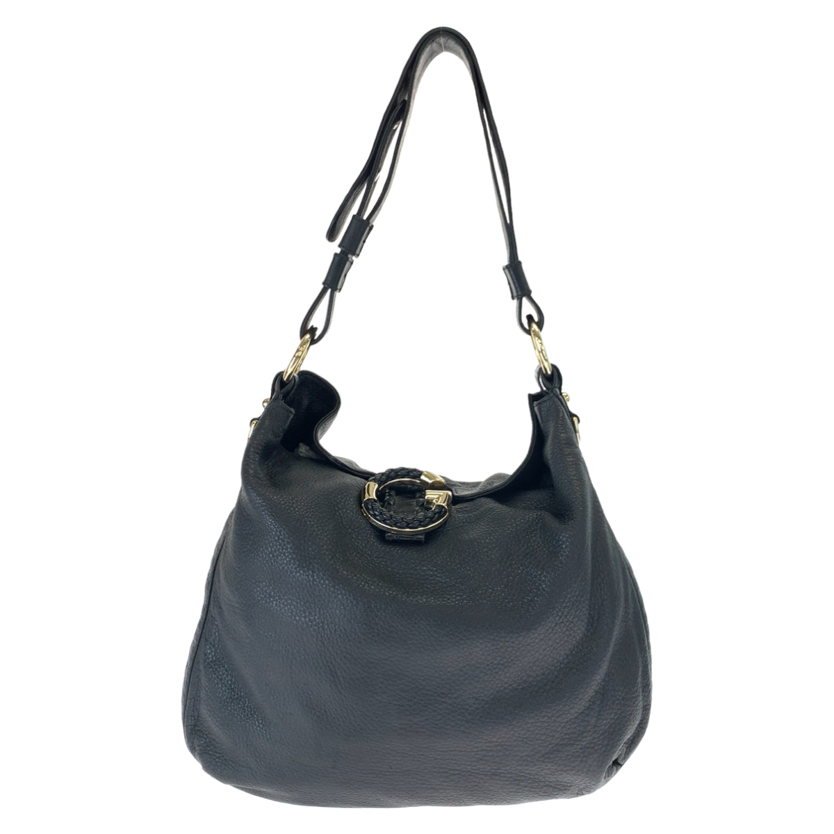 19772
GUCCI グッチ Gウェーブ ホーボー ブラック ゴールド金具 型押しレザー レザー 232931 ショルダーバッグ レディース A44