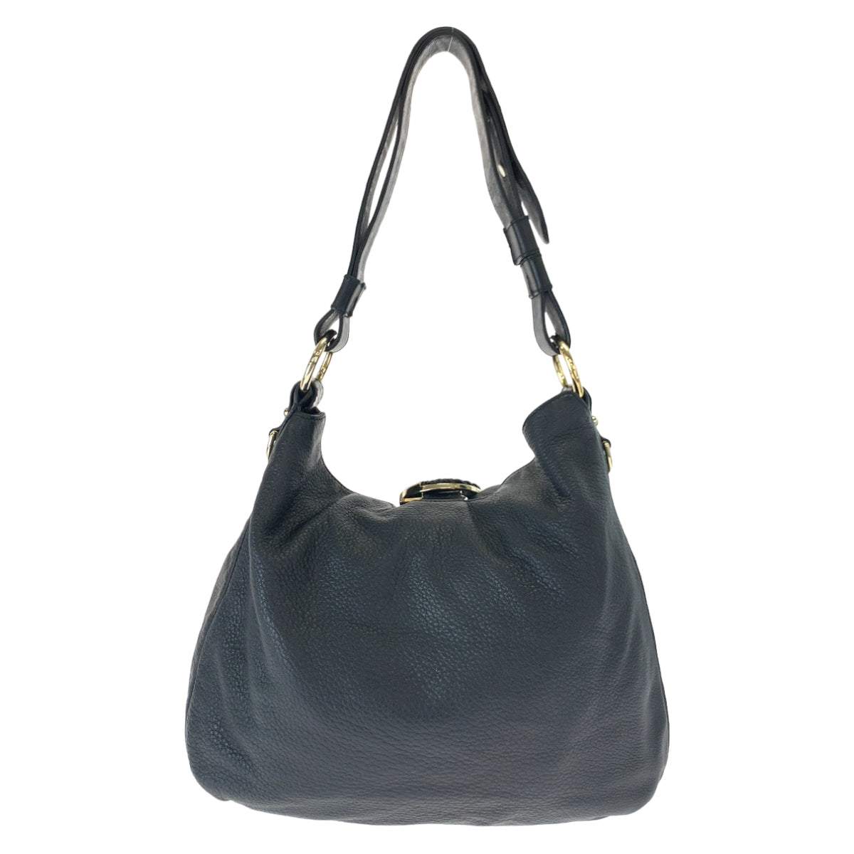 19772
GUCCI グッチ Gウェーブ ホーボー ブラック ゴールド金具 型押しレザー レザー 232931 ショルダーバッグ レディース A44