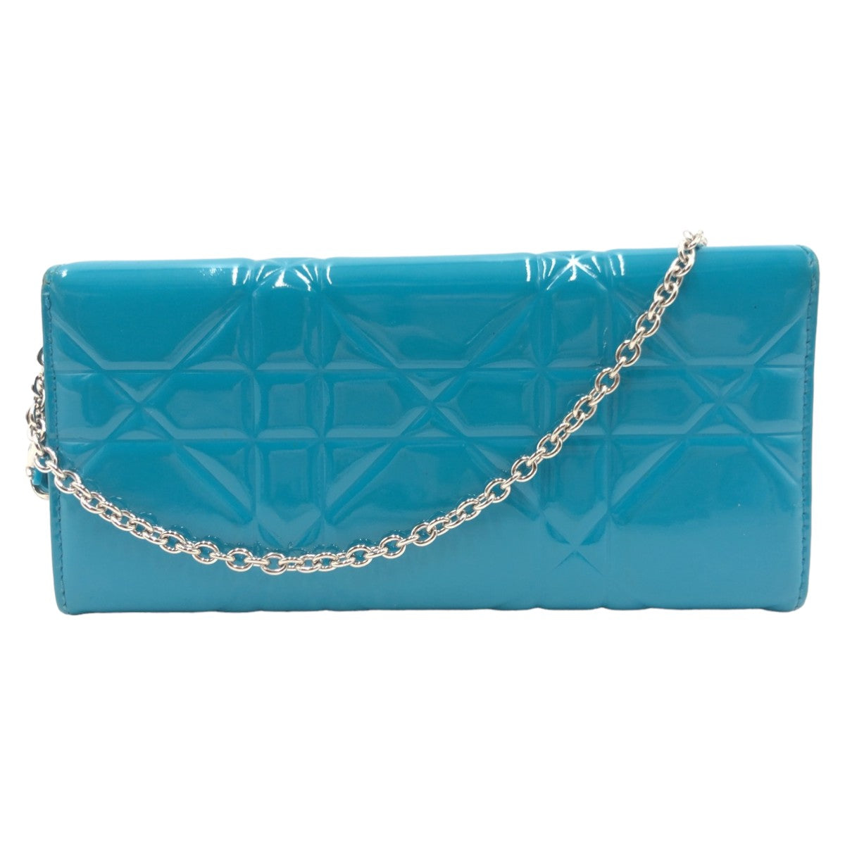 19773
Dior ディオール カナージュ ロゴチャーム ブルー シルバー金具 エナメル 長財布 チェーンウォレット レディース AB