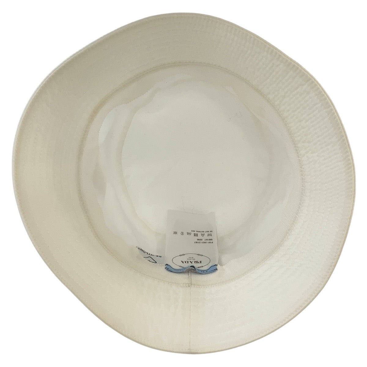 PRADA プラダ テスート 三角ロゴプレート ホワイト 白 シルバー金具 ナイロン バケットハット  レディース A