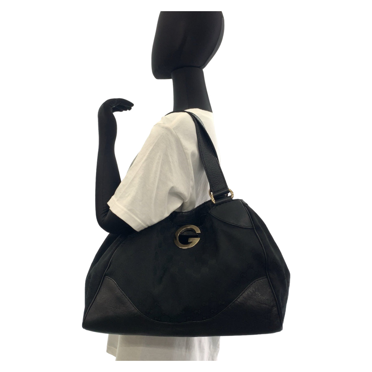 19783
GUCCI グッチ ブラック シルバー金具 GGキャンバス / レザー 223972 トートバッグ ショルダーバッグ レディース ABP