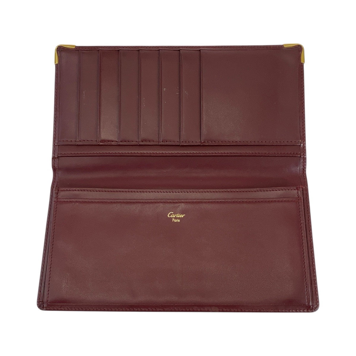 19787
CARTIER カルティエ マストライン ボルドー ゴールド金具 レザー 長財布 札入れ  メンズ ABP