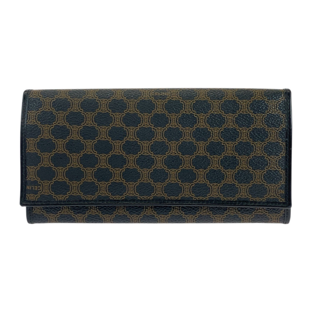 19788
CELINE セリーヌ マカダム ブラウン ブラック 黒 ゴールド金具 PVC M/99/1 長財布 ロングウォレット  レディース ABP