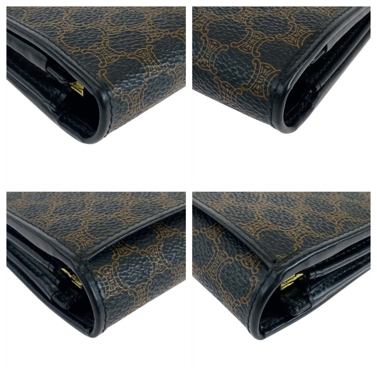 19788
CELINE セリーヌ マカダム ブラウン ブラック 黒 ゴールド金具 PVC M/99/1 長財布 ロングウォレット  レディース ABP