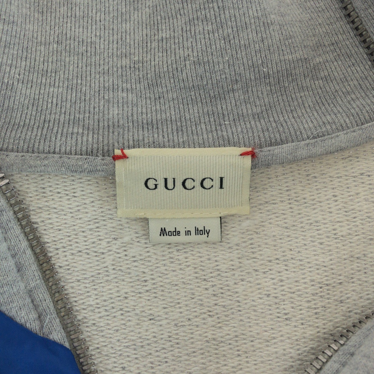 19802
GUCCI グッチ シェリー サイズ12 グレー レッド ブルー シルバー金具 コットン スウェット ブルゾン ジップアップ  キッズ A