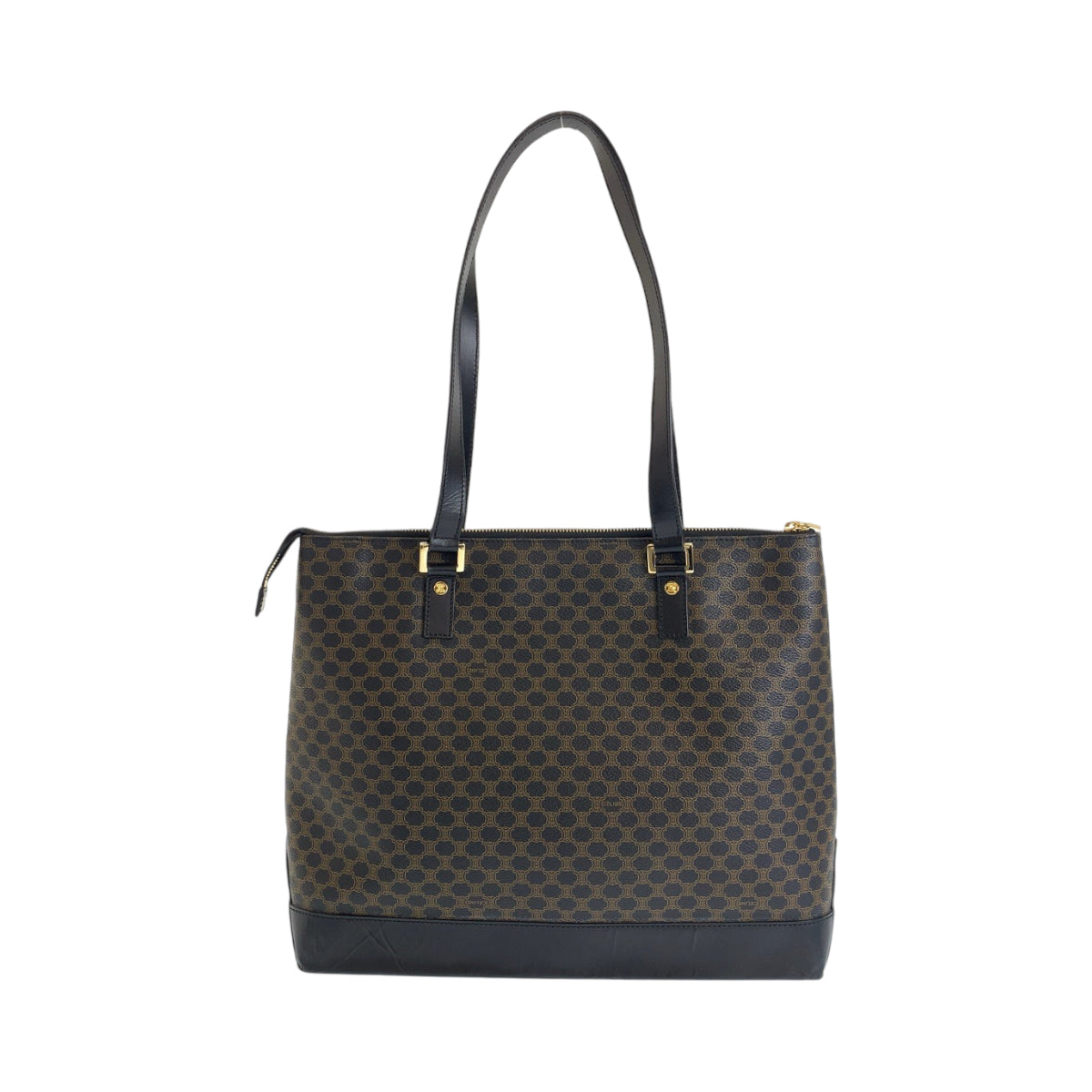 19806
CELINE セリーヌ ヴィンテージ マカダム ブラウン ゴールド金具 PVC トートバッグ ショルダーバッグ レディース ABP42
