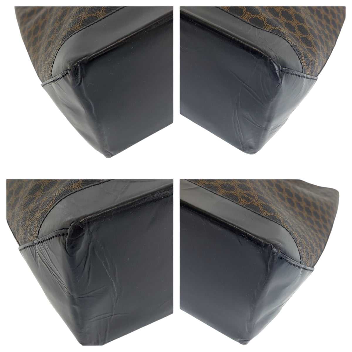19806
CELINE セリーヌ ヴィンテージ マカダム ブラウン ゴールド金具 PVC トートバッグ ショルダーバッグ レディース ABP42