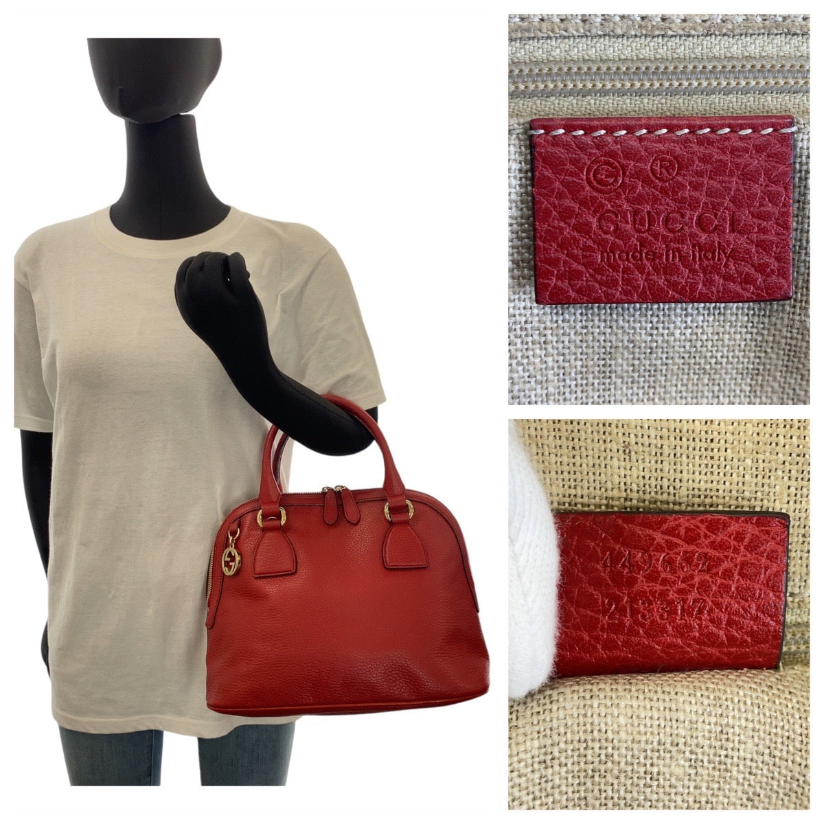 19808
GUCCI Interlocking Red Gold Hardware Leather 449662 Handbag Shoulder Bag 2-way Ladies AB42