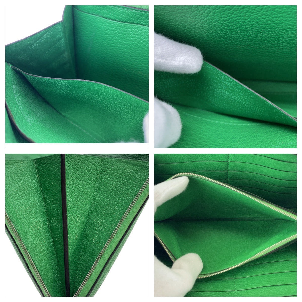 19809
HERMES エルメス アザップ TGM グリーン シルバー金具 レザー 長財布 ロングウォレット 男女兼用 T刻印  メンズ AB