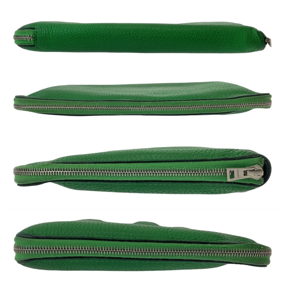 19809
HERMES エルメス アザップ TGM グリーン シルバー金具 レザー 長財布 ロングウォレット 男女兼用 T刻印  メンズ AB