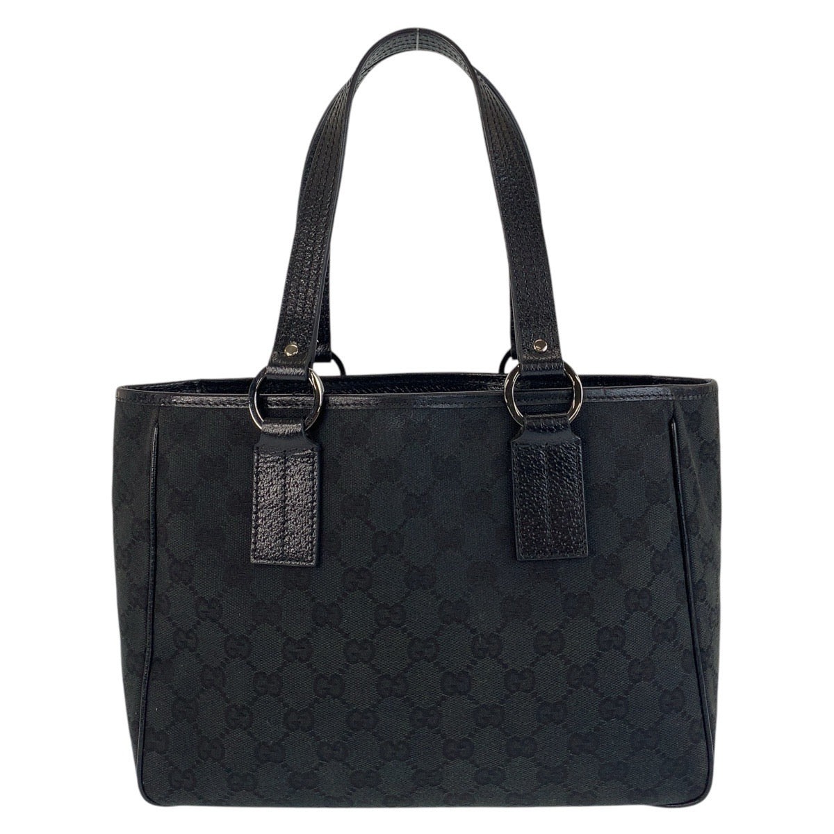 19814
GUCCI Black Silver Hardware GG Canvas / Leather 113019 Tote Bag Shoulder Bag Women's ABP42