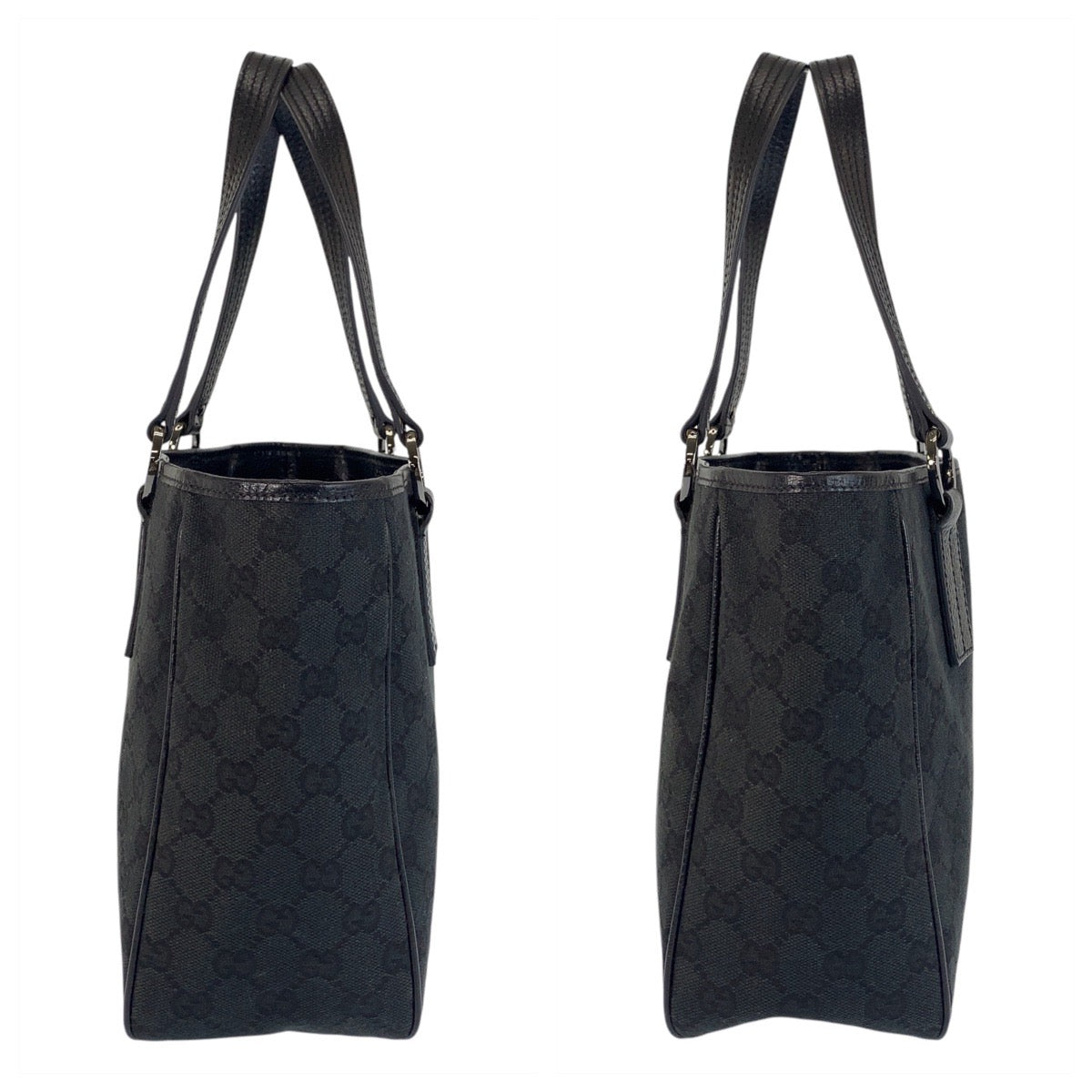 19814
GUCCI Black Silver Hardware GG Canvas / Leather 113019 Tote Bag Shoulder Bag Women's ABP42