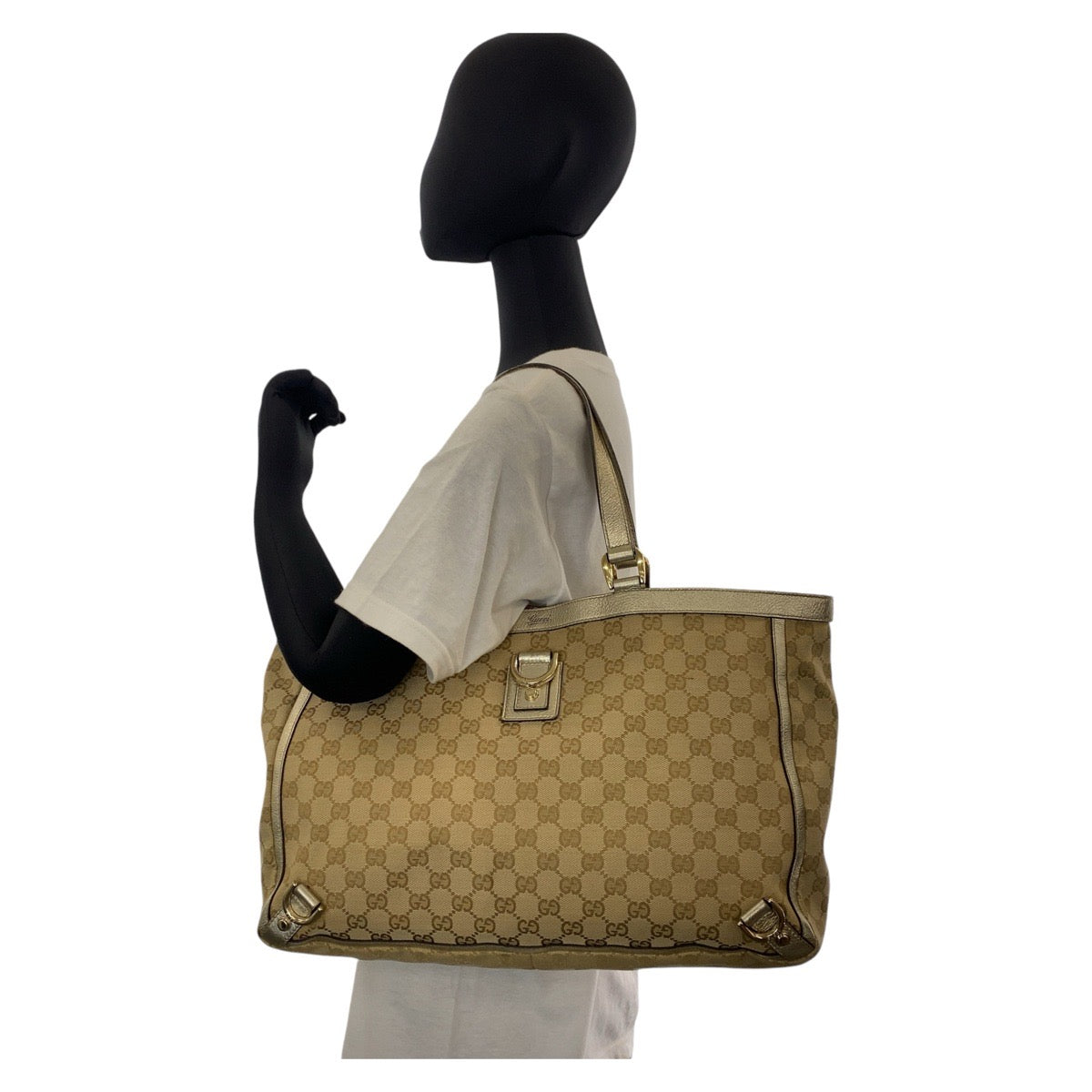 19817
GUCCI グッチ アビー ベージュ ゴールド金具 GGキャンバス / レザー 141472 トートバッグ ショルダーバッグ レディース AB35