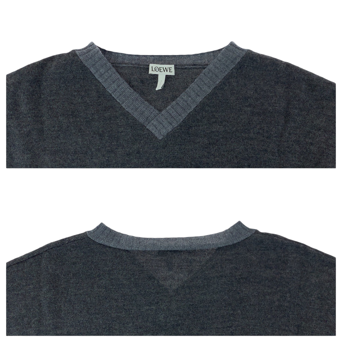 19818
LOEWE Anagram Size L Gray Wool Knit Cut & Sew Sweater Men's A48