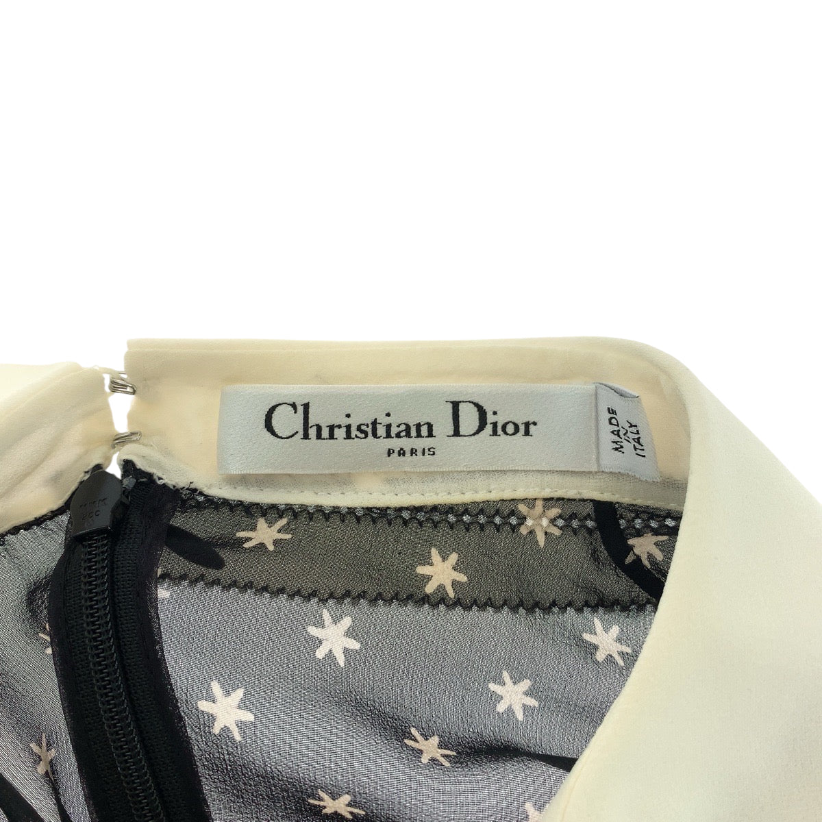 19819
Dior ディオール スター柄 シースルー ブラック ホワイト コットン チュニック レディース A48