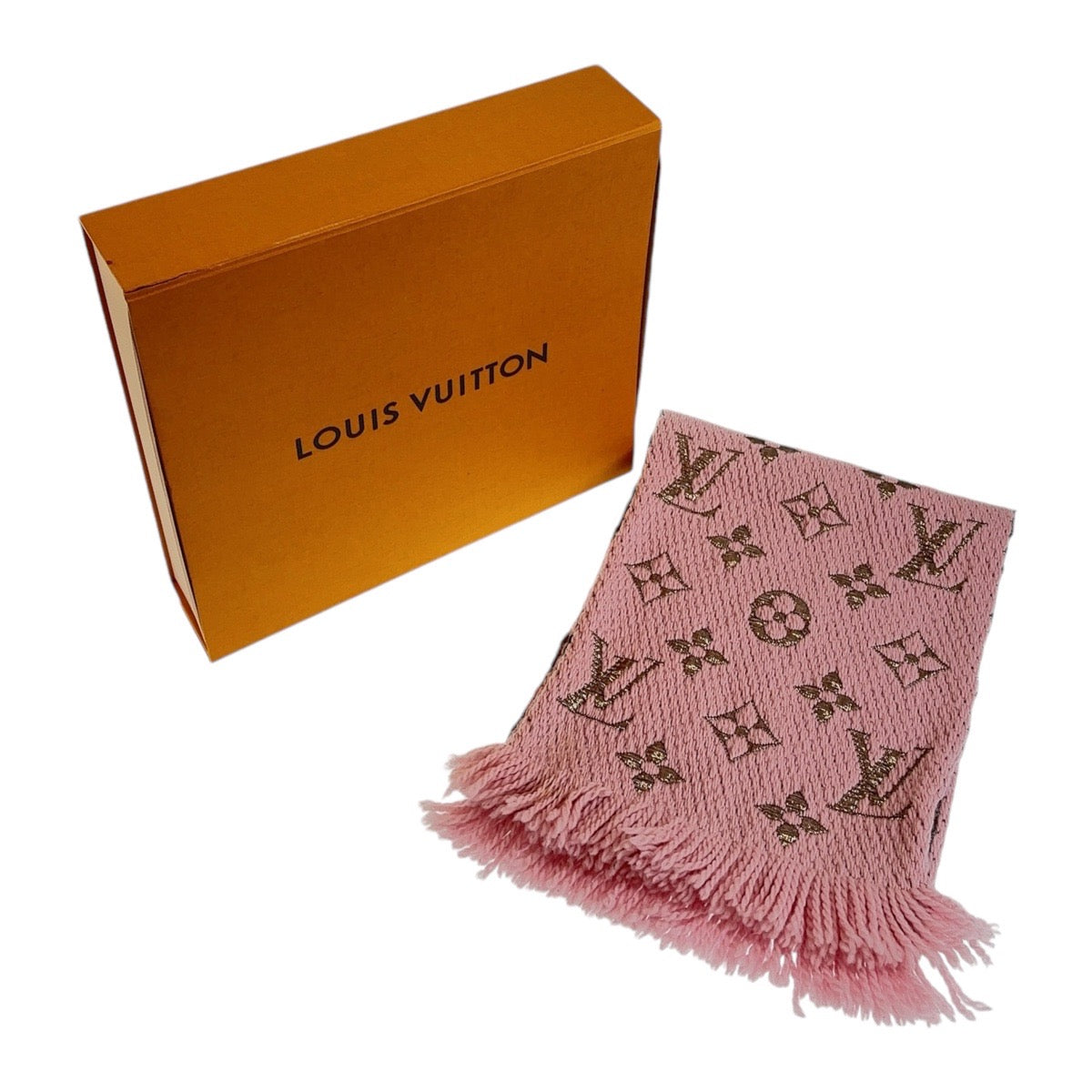 19821
LOUIS VUITTON ルイヴィトン モノグラム エシャルプロゴマニアシャイン ローズバレリーヌ ゴールド ウール M70466 マフラー 男女兼用 レディース ABP