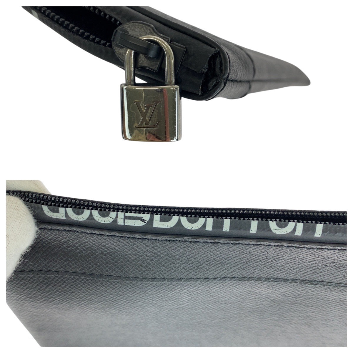 19824
LOUIS VUITTON ルイヴィトン タイガ ポシェットアポロ ブラック 黒 シルバー金具 レザー M30086 クラッチバッグ セカンドバッグ  メンズ ABP