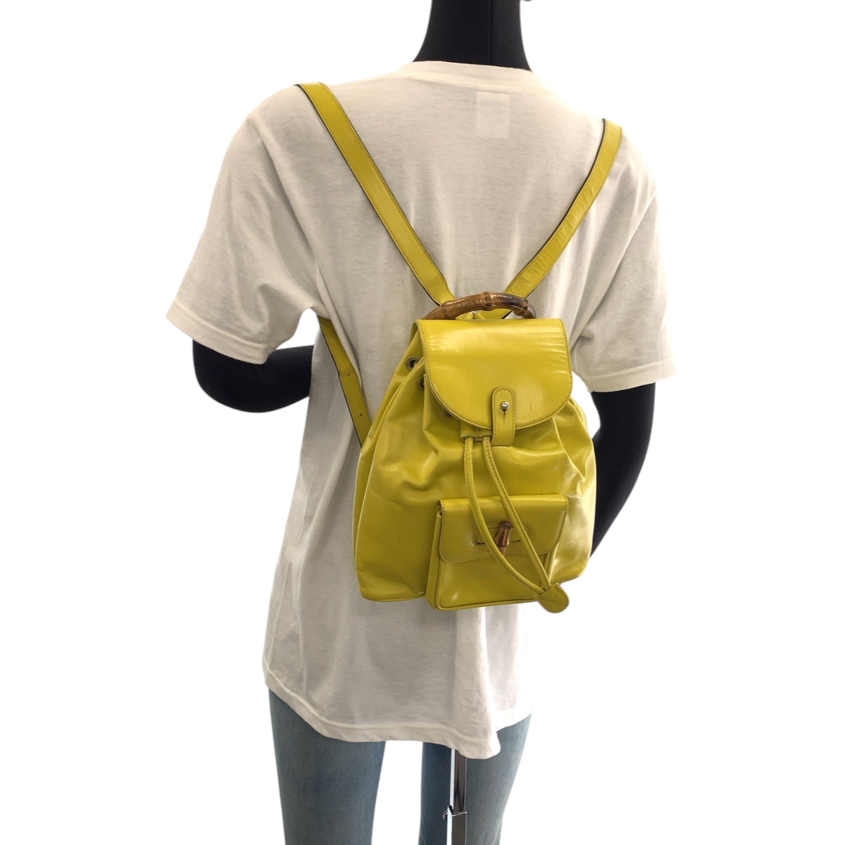 19825
GUCCI Vintage Bamboo Yellow Brown Silver Hardware Leather 003 2034 0030 Mini Backpack Women's ABP