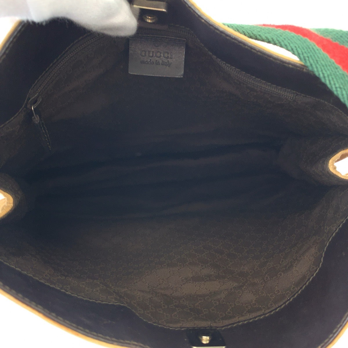 19827
GUCCI グッチ シェリーライン ベージュ レッド グリーン シルバー金具 キャンバス 001 4321 ホーボー ワンショルダーバッグ 肩掛け レディース ABP