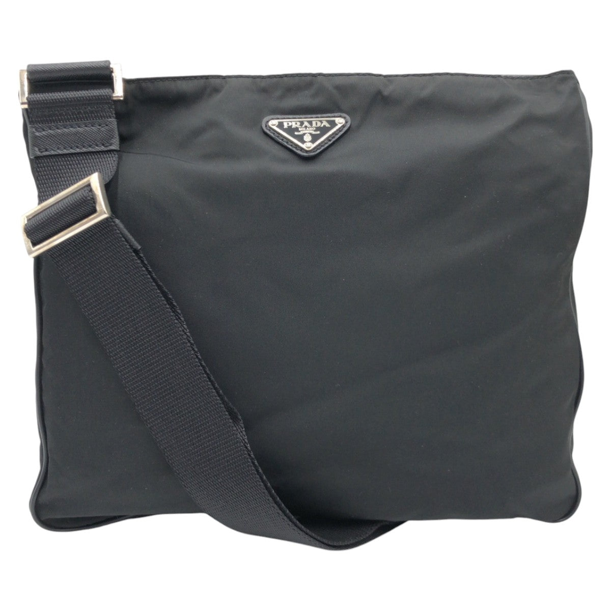 19828
PRADA プラダ テスート 三角ロゴ ブラック ナイロン ショルダーバック ポシェット  メンズ ABP