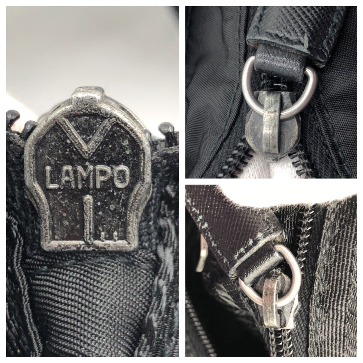 19828
PRADA プラダ テスート 三角ロゴ ブラック ナイロン ショルダーバック ポシェット メンズ ABP40