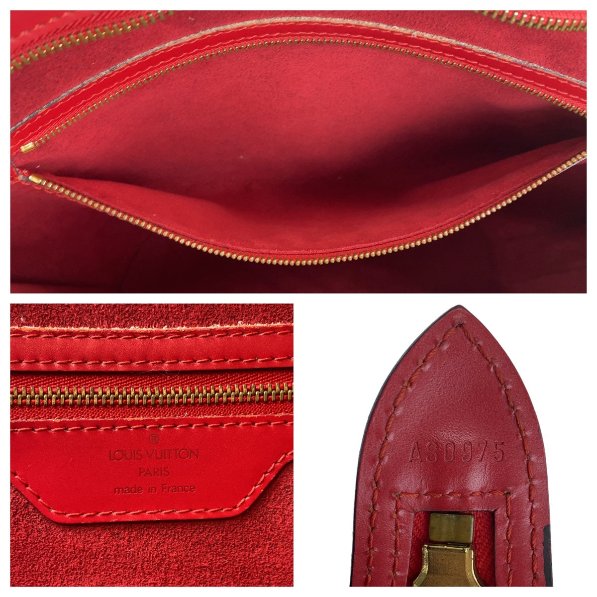 LOUIS VUITTON Epi Saint-Jacques Castilian Red Gold Hardware Epi Leather M52277 Tote Bag Shoulder Bag Women's AB