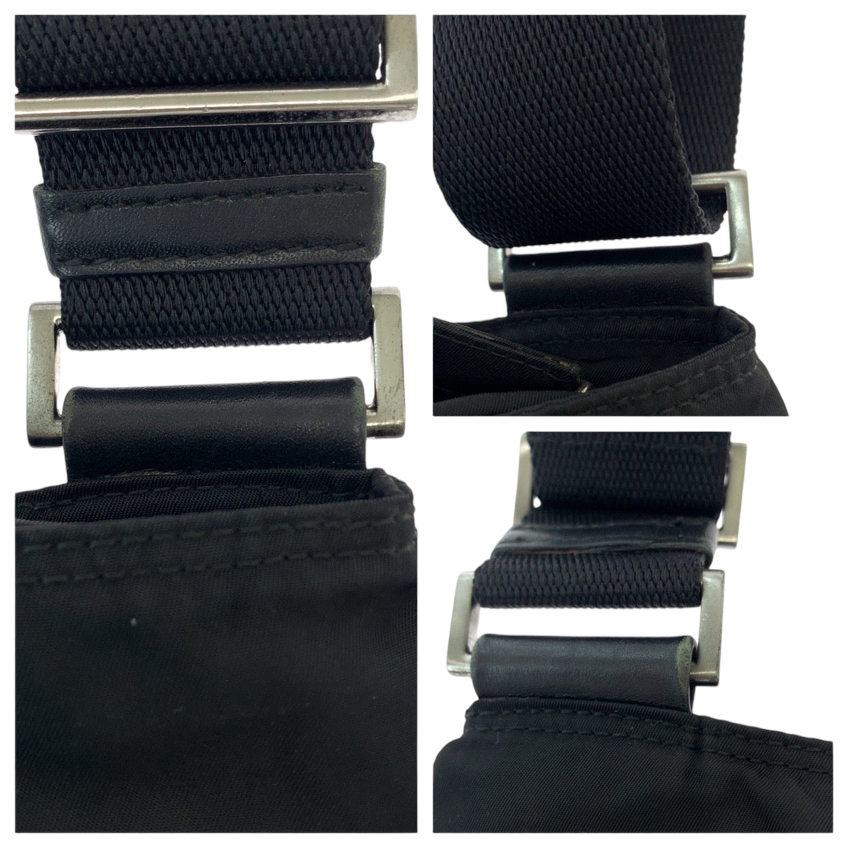 PRADA プラダ テスート 三角ロゴプレート ブラック シルバー金具 ナイロン 斜め掛け ショルダーバッグ ポシェット  レディース ABP