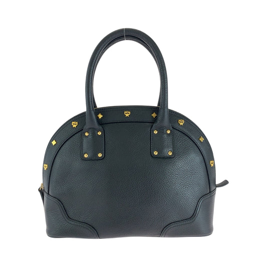 MCM エム シー エム ロゴ ブラック 黒 ゴールド金具 レザー ハンドバッグ トートバッグ  レディース ABP